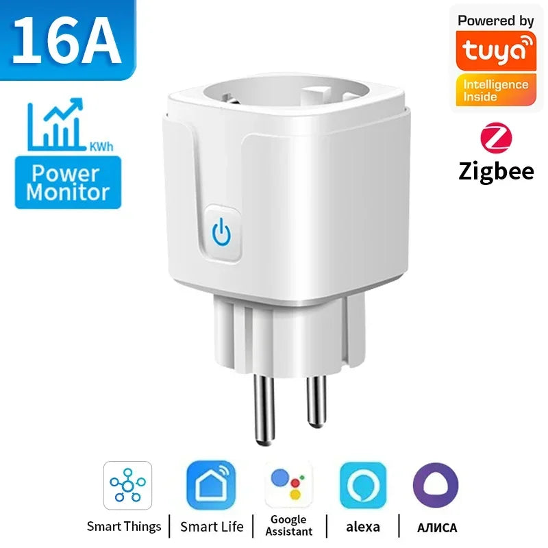TNCE Tuya Wifi/Zigbee3.0 Smart Socket EU Plug 16/20A Power Monitor Remote Control Smart Life APP Remote Control Alexa