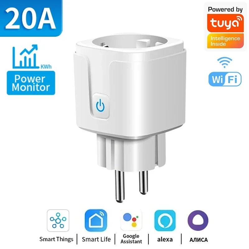 TNCE Tuya Wifi/Zigbee3.0 Smart Socket EU Plug 16/20A Power Monitor Remote Control Smart Life APP Remote Control Alexa