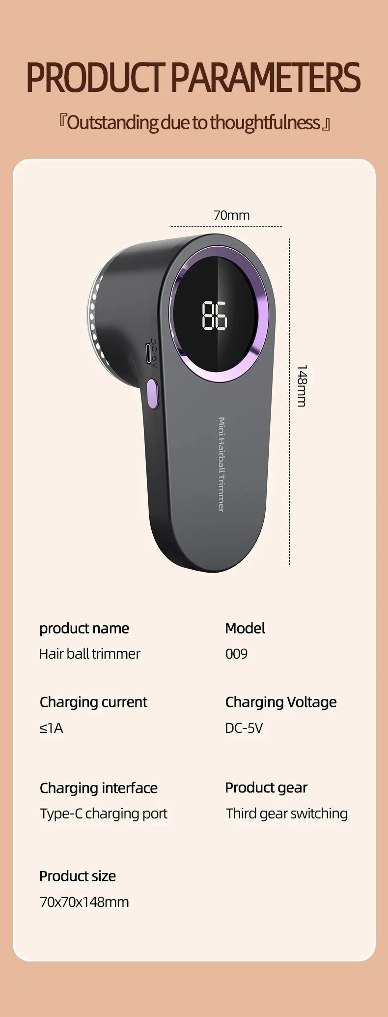HOMEFISH LED Digital Electric Lint Remover USB Rechargeable Fabric Shaver for Sweater Clothing Pellet Fluff Remover Dropshipping