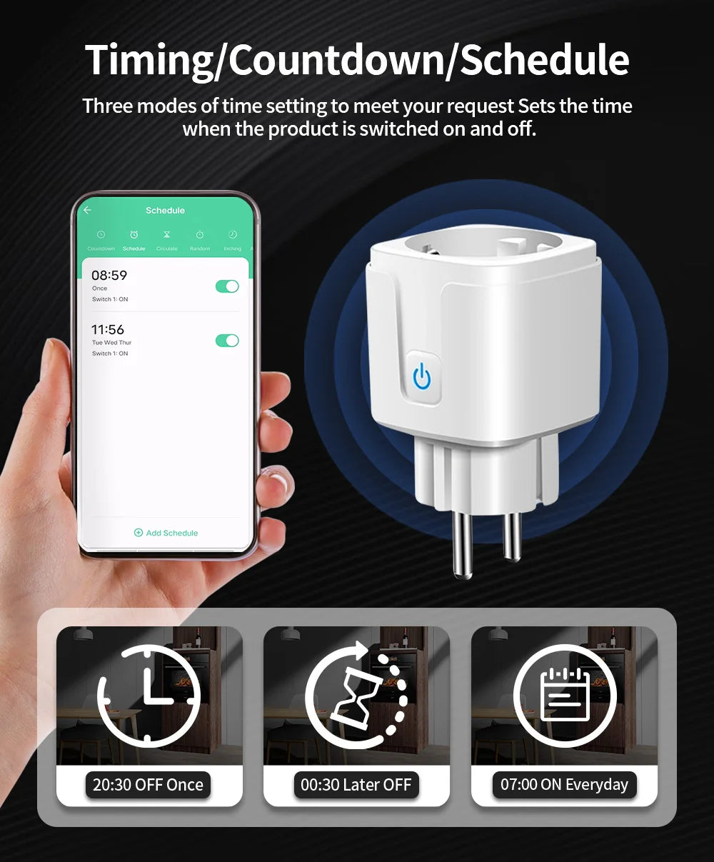 TNCE Tuya Wifi/Zigbee3.0 Smart Socket EU Plug 16/20A Power Monitor Remote Control Smart Life APP Remote Control Alexa