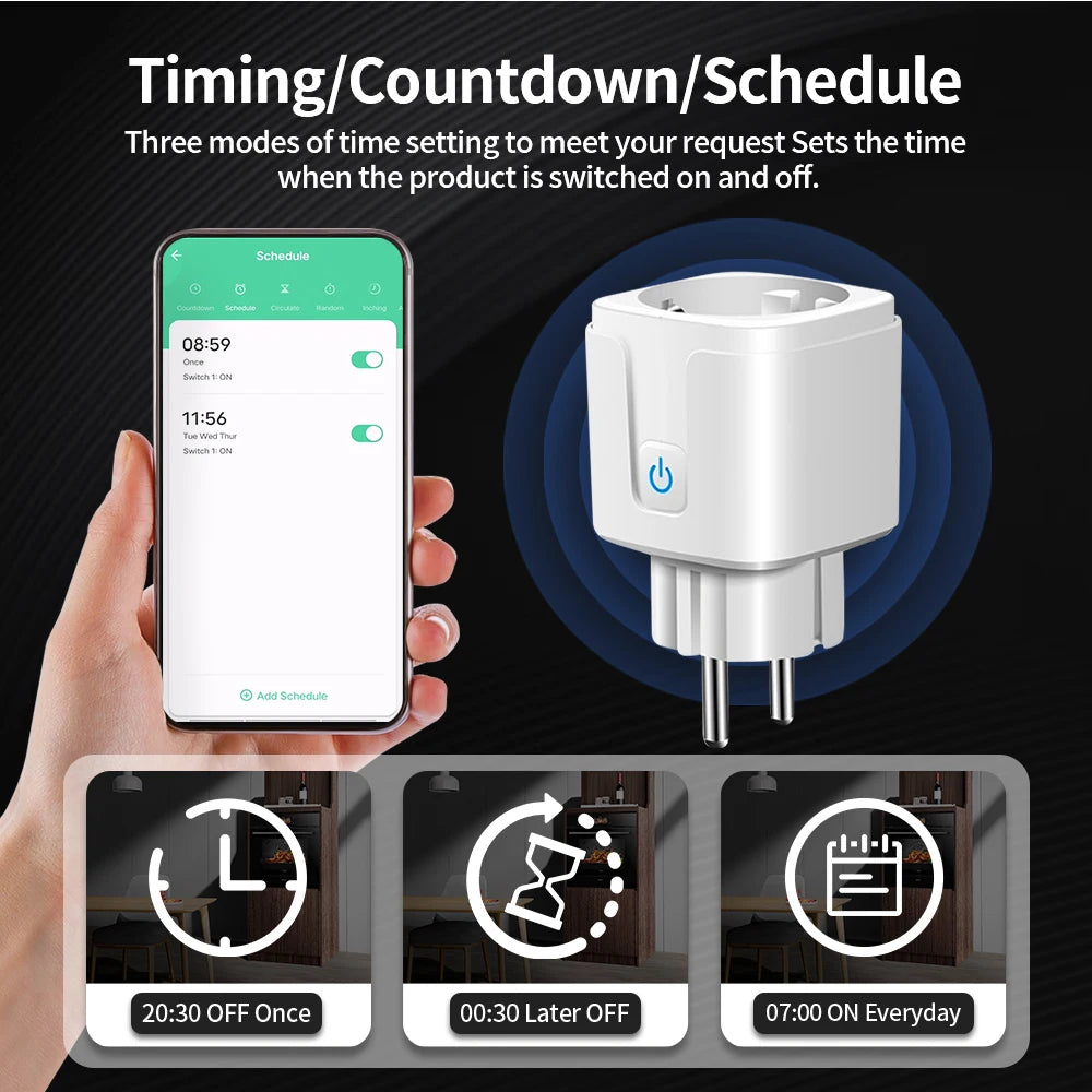 TNCE Tuya Wifi/Zigbee3.0 Smart Socket EU Plug 16/20A Power Monitor Remote Control Smart Life APP Remote Control Alexa