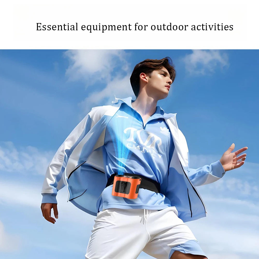 Portable Waist Clip Fan Wearable Mini USB Rechargeable Hanging Fan for Outdoor Working Double Air Outlet Waist Fan 20000Mah