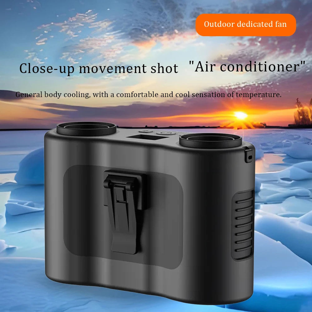 Portable Waist Clip Fan Wearable Mini USB Rechargeable Hanging Fan for Outdoor Working Double Air Outlet Waist Fan 20000Mah