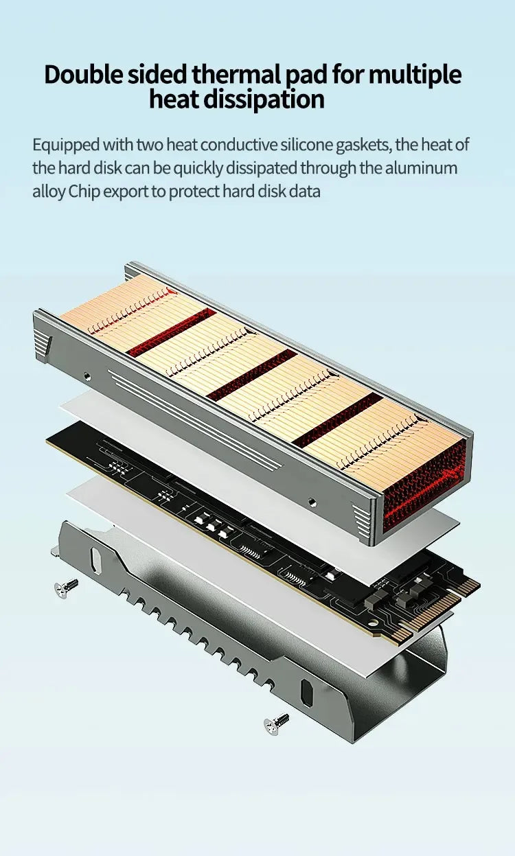 TEUCER M.2 NVME SSD High Performance Heatsink, Copper Fins with Aluminum Frame Passive Heat Sinks with Thermal Pad