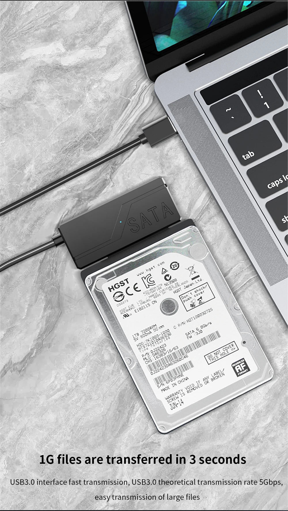 TISHRIC USB Sata Cable USB 3.0 To 22Pin Sata Adapter Support 3.5 2.5 Inch External HDD SSD Hard Drive External Hard Disk Reader
