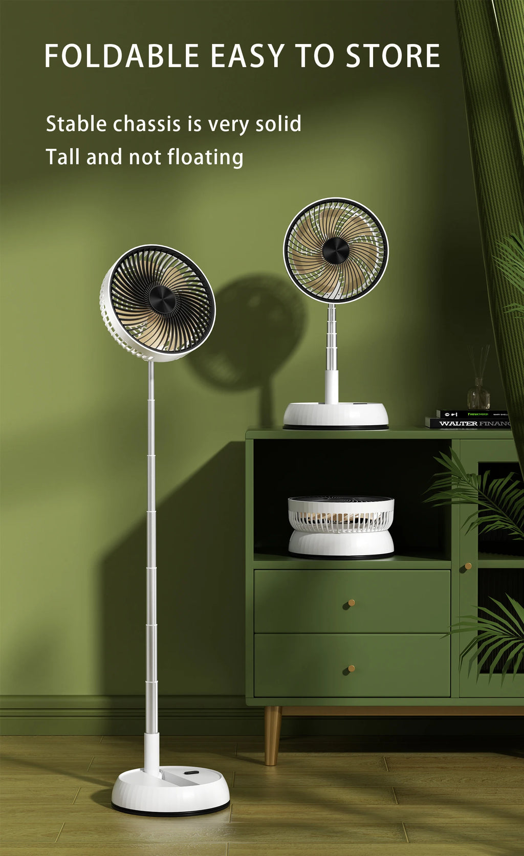Remote control retractable folding vertical fan USB outdoor camping convenient fan 180 °+90 ° shaking 8-inch desktop fan