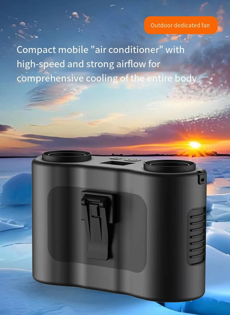 Portable Waist Clip Fan Wearable Mini USB Rechargeable Hanging Fan for Outdoor Working Double Air Outlet Waist Fan 20000Mah