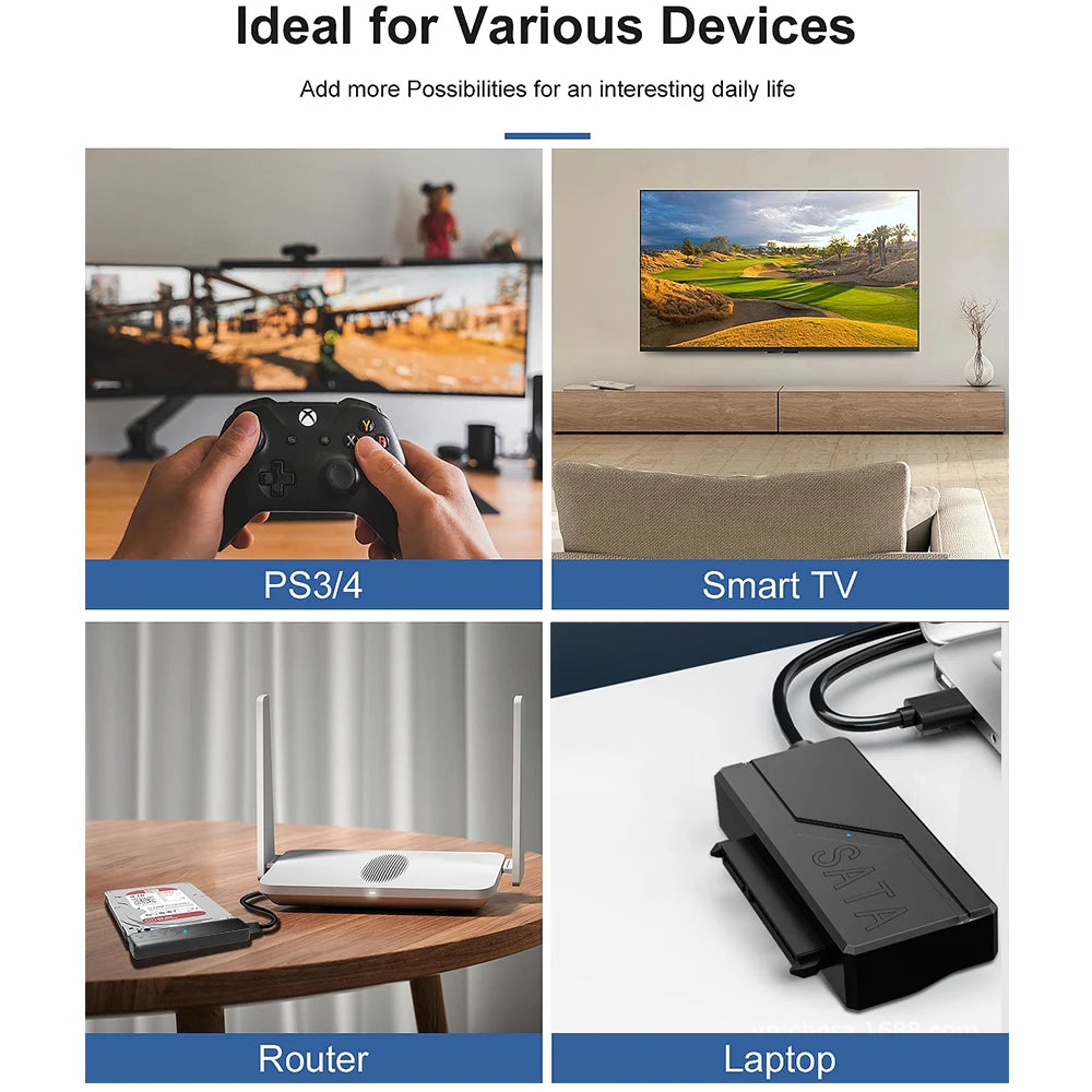 TISHRIC USB Sata Cable USB 3.0 To 22Pin Sata Adapter Support 3.5 2.5 Inch External HDD SSD Hard Drive External Hard Disk Reader