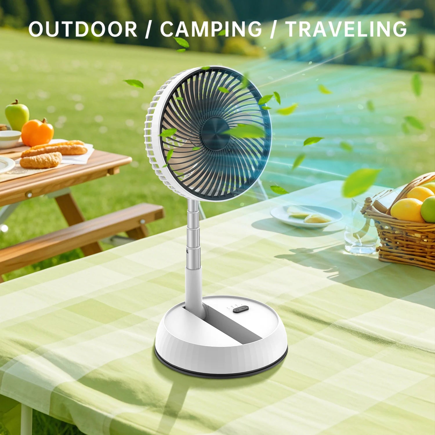 Remote control retractable folding vertical fan USB outdoor camping convenient fan 180 °+90 ° shaking 8-inch desktop fan