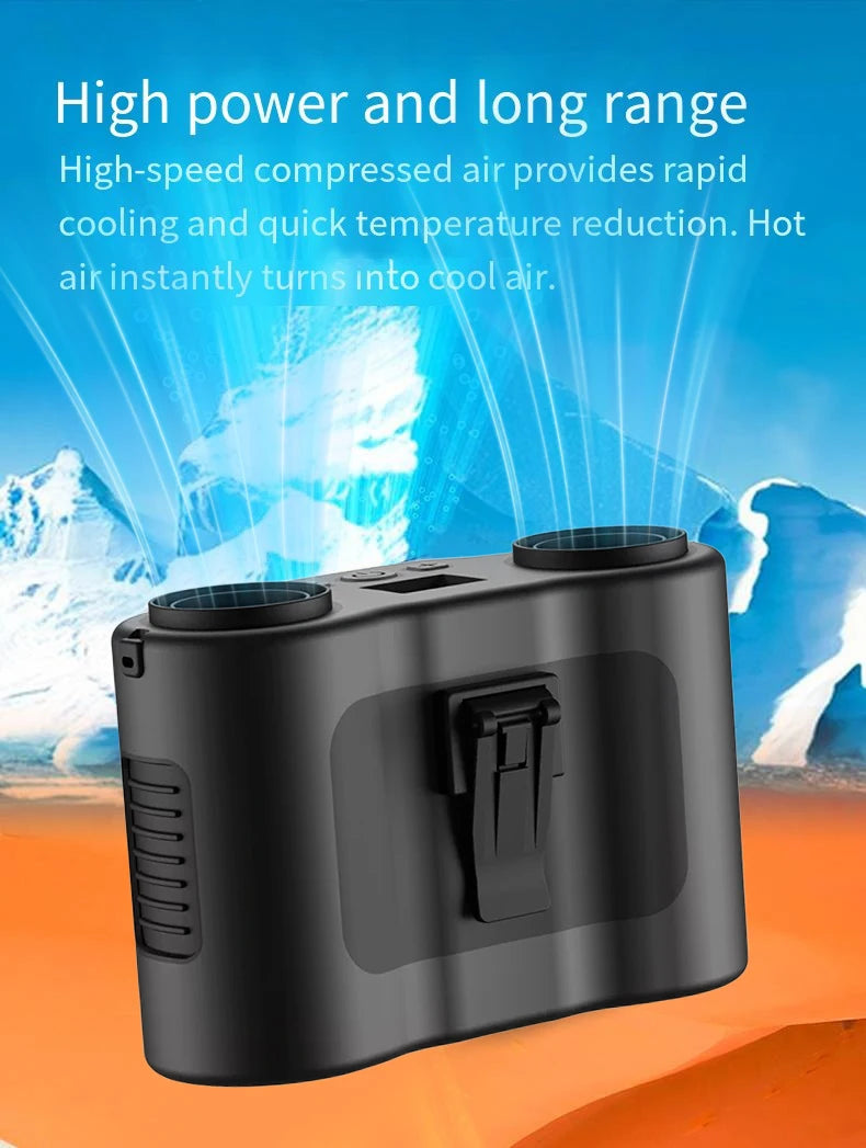Portable Waist Clip Fan Wearable Mini USB Rechargeable Hanging Fan for Outdoor Working Double Air Outlet Waist Fan 20000Mah