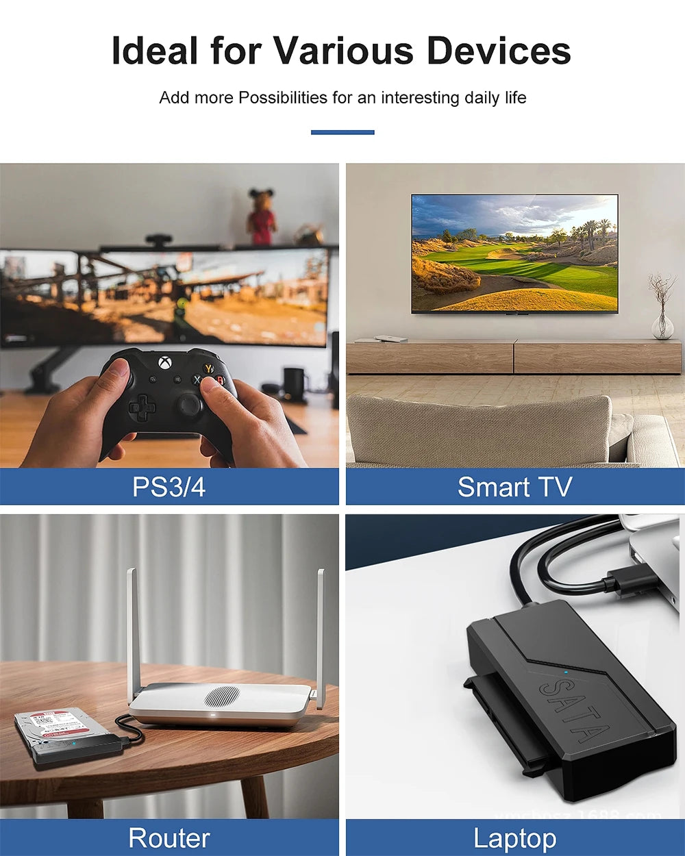 TISHRIC USB Sata Cable USB 3.0 To 22Pin Sata Adapter Support 3.5 2.5 Inch External HDD SSD Hard Drive External Hard Disk Reader