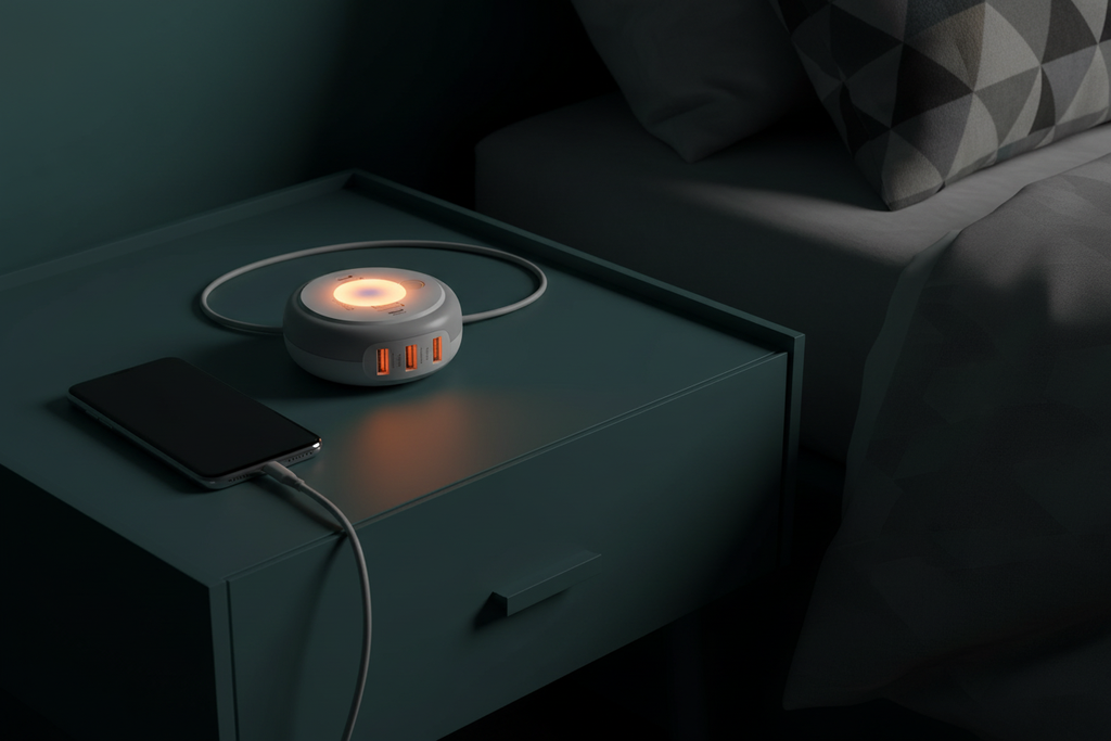 USB C Charger with LED Night Light lifestyle product shot